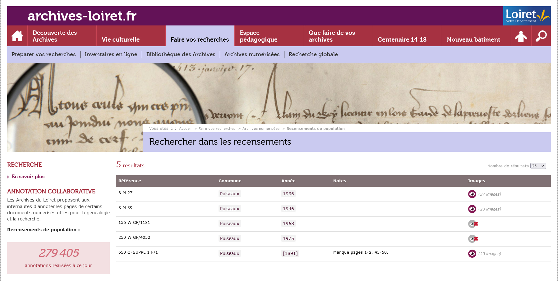 Les recensements de 1946 pour le Loiret sont en ligne